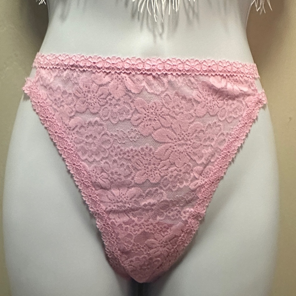 ✨💕NWT Victoria's Secret PINK Wink Charmed Fruit Strappy Thong Panty L Lace Pink💕 - Picture 8 of 16